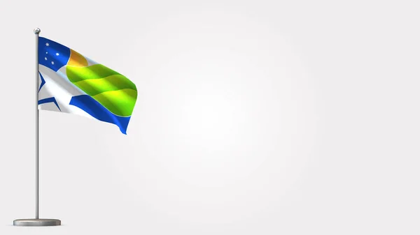 Coquimbo Chile 3D mávání vlajky ilustrace na stožáru. — Stock fotografie