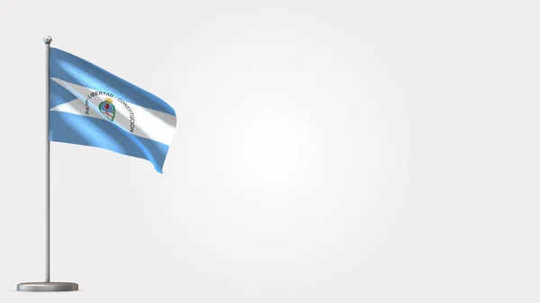 Corrientes 3d zwaaiende vlag illustratie op vlaggenmast. — Stockfoto