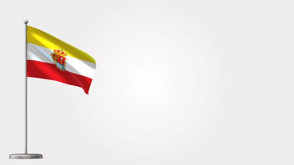 Cuenca 3D acenando ilustração bandeira no mastro . — Fotografia de Stock