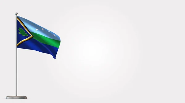 Delta Amacuro委内瑞拉3D在旗杆上挥动国旗插图. — 图库照片
