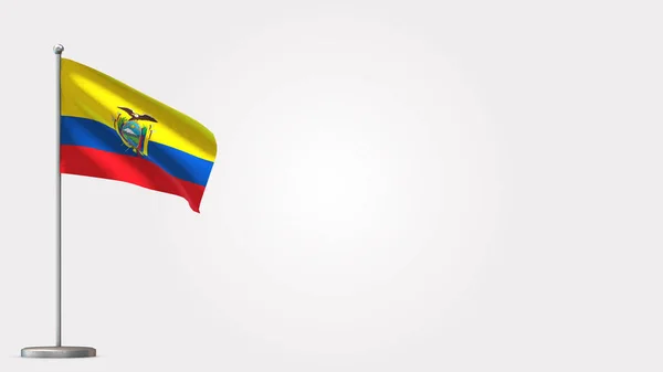 Equador 3D acenando ilustração bandeira no mastro . — Fotografia de Stock