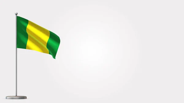 El Oro Ecuador 3D waving flag illustration on flagpole. — Stock Photo, Image