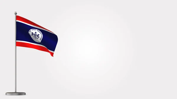 Erie Pensilvânia 3D acenando ilustração bandeira no mastro . — Fotografia de Stock
