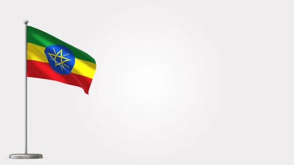 Ισημερινή Γουινέα 3d κυματίζει σημαία εικονογράφηση σε κοντάρι. — Φωτογραφία Αρχείου