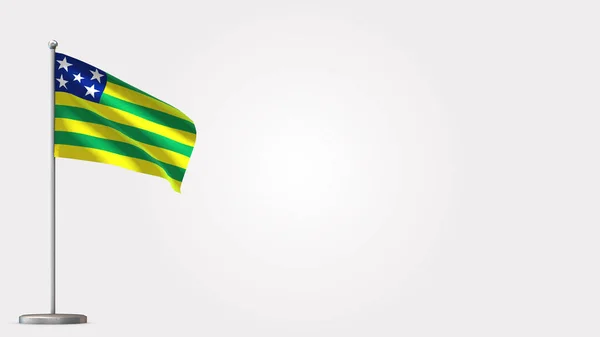 Vlajka Goias 3D mávání vlajky ilustrace na stožáru. — Stock fotografie