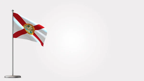 Florida 3D waving flag illustration on flagpole. — Stock Photo, Image