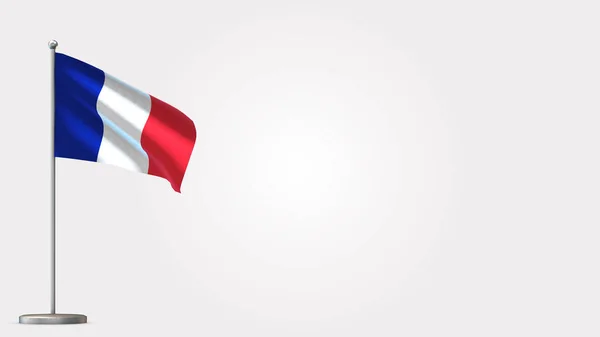 France 3D waving flag illustration on flagpole. — Stock Photo, Image