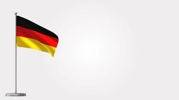 Alemania Ilustración de bandera ondeante 3D en asta de bandera . —  Fotos de Stock