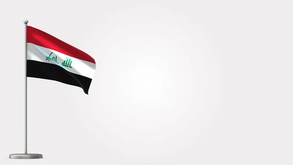 Irak 3d zwaaiende vlag illustratie op vlaggenmast. — Stockfoto