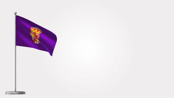 Jaen 3d integető zászló illusztráció zászlórúd. — Stock Fotó