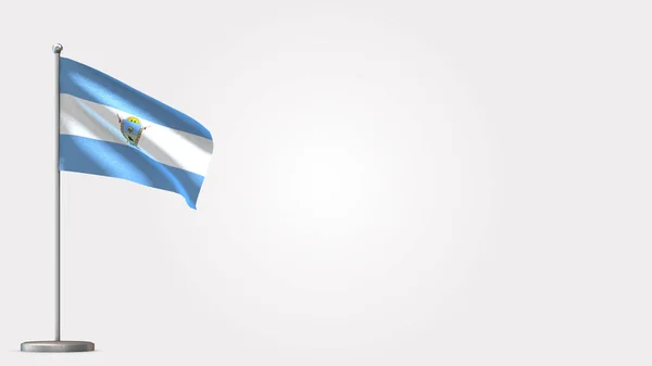 La Pampa 3d κυματίζει σημαία εικονογράφηση στο κοντάρι σημαία. — Φωτογραφία Αρχείου