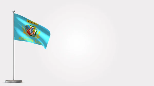 Illustration du drapeau Lazio 3D agitant sur mât de drapeau . — Photo