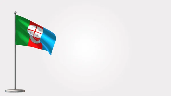 Ligúria 3D acenando ilustração bandeira no mastro . — Fotografia de Stock