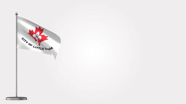 Little Canada Minnesota 3D acenando ilustração bandeira no mastro . — Fotografia de Stock