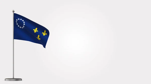 Louisville Kentucky 3D viftande flagga illustration på flaggstång. — Stockfoto