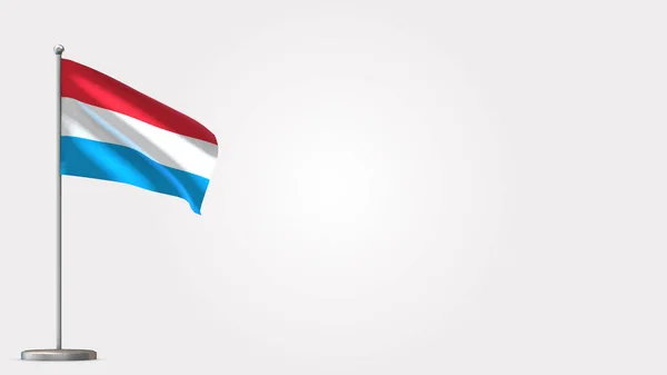 Luxembourg 3D waving flag illustration on flagpole. — Stock Photo, Image