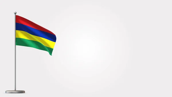 Mali 3d zwaaiende vlag illustratie op vlaggenmast. — Stockfoto