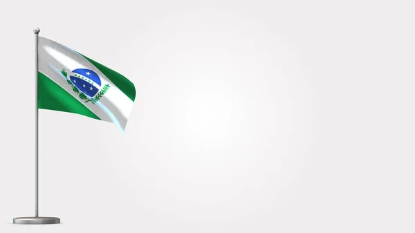 Paraná 3D acenando com a bandeira ilustração no mastro . — Fotografia de Stock