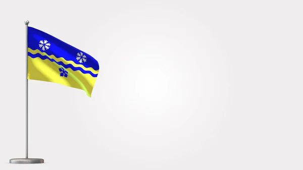 Príncipe George Columbia Británica 3D ondeando bandera ilustración en asta de la bandera . — Foto de Stock