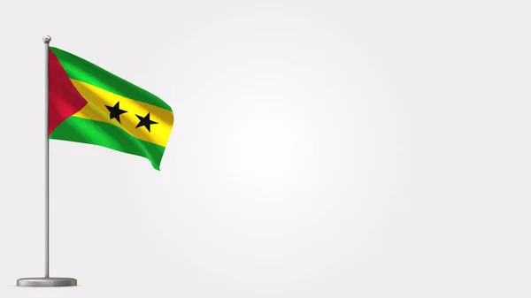 コンゴ共和国3D旗竿に旗のイラストを振って. — ストック写真