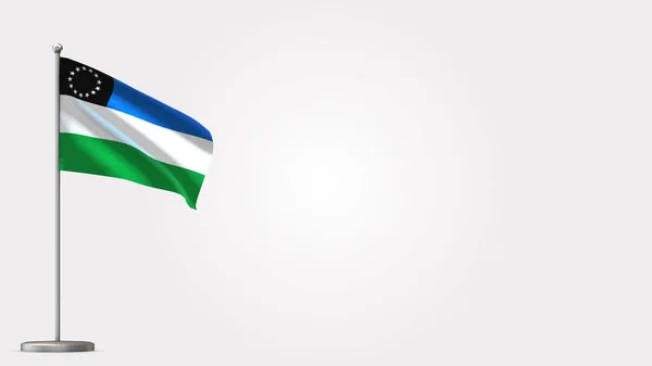 Rio Negro 3D waving flag illustration on flagpole. — Stock Photo, Image