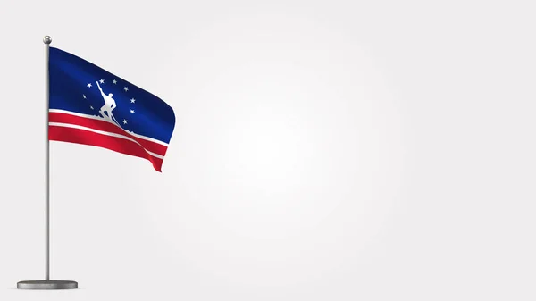 Richmond Virginia 3D acenando ilustração bandeira no mastro . — Fotografia de Stock