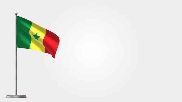 Ρουάντα 3d κυματίζει σημαία εικονογράφηση σε κοντάρι. — Φωτογραφία Αρχείου