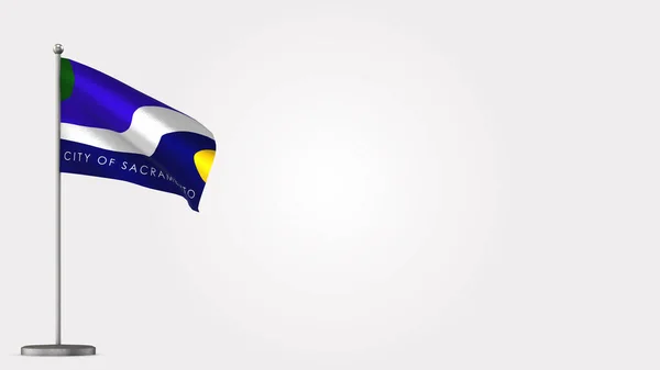 Sacramento 3D acenando ilustração bandeira no mastro . — Fotografia de Stock