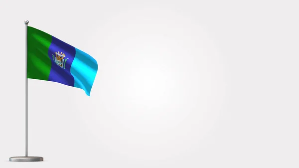 Santa Elena Equador 3D acenando bandeira ilustração no mastro . — Fotografia de Stock