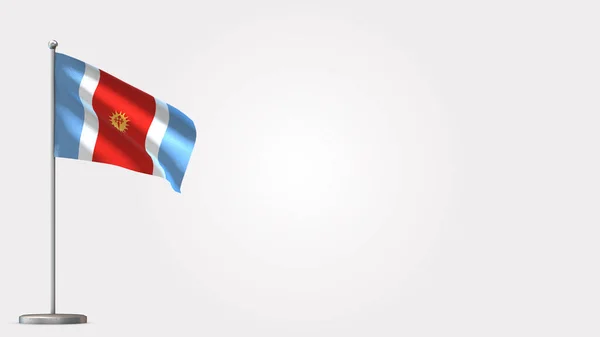Santiago Del Estero 3d zwaaiende vlag illustratie op vlaggenmast. — Stockfoto