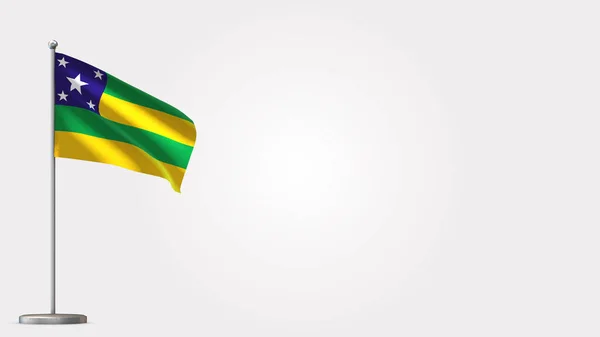 Illustration du drapeau agitant Sergipe 3D sur mât de drapeau . — Photo