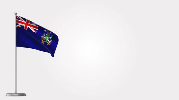 Georgia del Sur y las Islas Sandwich del Sur 3D ondeando bandera ilustración en el asta de la bandera . — Foto de Stock