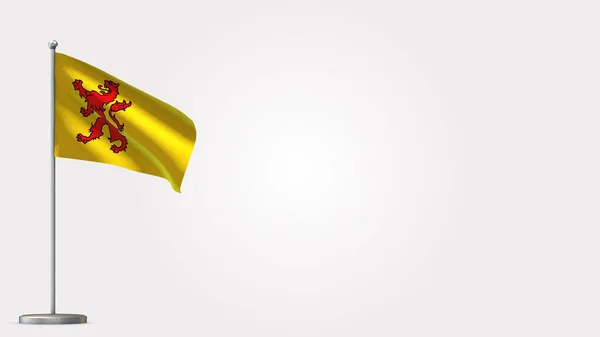 Южная Голландия 3D размахивание флагом на флагштоке . — стоковое фото