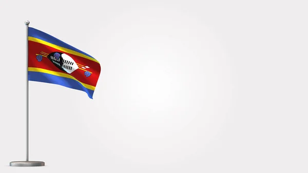 Sudão do Sul ilustração bandeira acenando 3D no mastro . — Fotografia de Stock