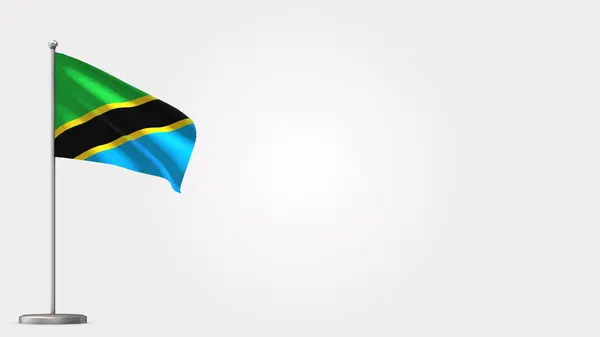 Sudão 3D acenando bandeira ilustração no mastro . — Fotografia de Stock