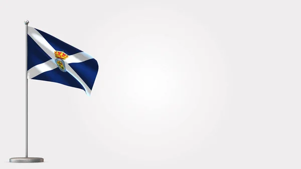 Tenerife 3D ondeando bandera ilustración en asta de la bandera . —  Fotos de Stock