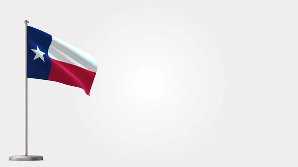 Texas 3D waving flag illustration on flagpole. — Stock Photo, Image