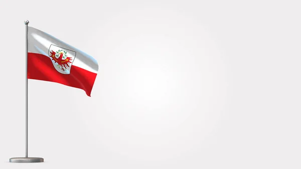 Tirol 3D ondeando bandera ilustración en asta de bandera . — Foto de Stock