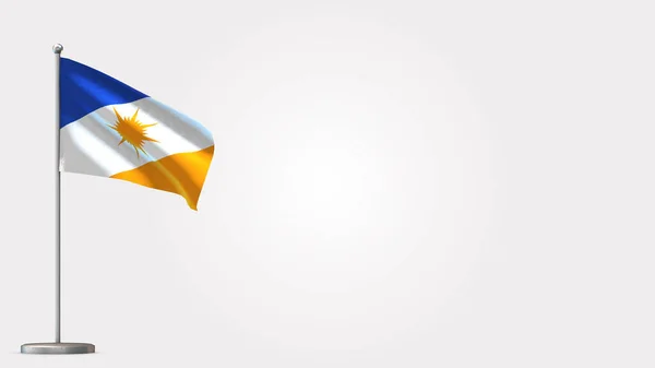 Ilustração da bandeira de acenação 3D do Tocantins no mastro . — Fotografia de Stock