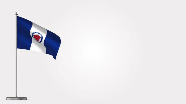 Toledo Ohio 3D agitant l'illustration du drapeau sur mât de drapeau . — Photo