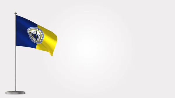 Trenton New Jersey 3D-s integető zászló illusztráció zászlórúd. — Stock Fotó