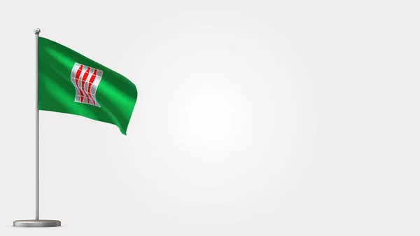 Umbria 3D waving flag illustration on flagpole. — Stock Photo, Image