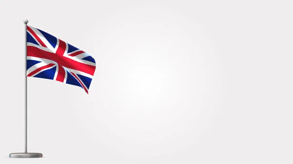 イギリス旗竿に旗のイラストを振る3D. — ストック写真