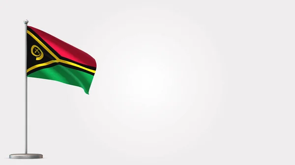 Vanuatu 3d κυματίζει σημαία εικονογράφηση στο κοντάρι σημαία. — Φωτογραφία Αρχείου