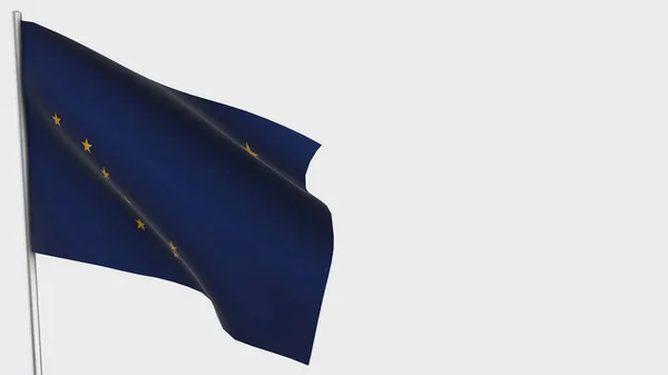 Alaska 3D waving flag illustration on flagpole. — Stock Photo, Image