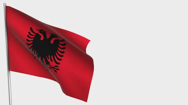 Albania 3d machając flagą ilustracja na maszcie flagowym. — Zdjęcie stockowe