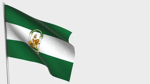 Andalucia 3D waving flag illustration on flagpole. — Stock Photo, Image