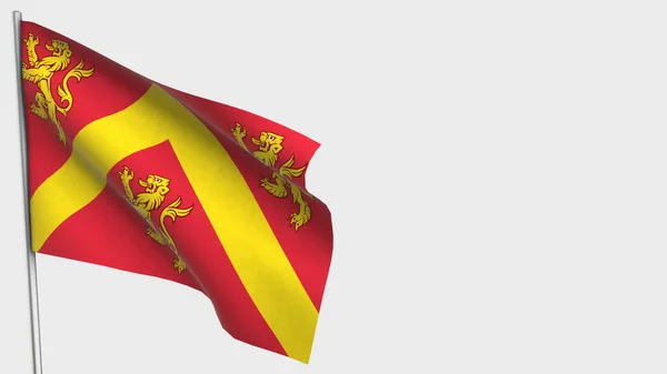 Ilustración de la bandera ondeante Anglesey 3D en asta de la bandera . —  Fotos de Stock