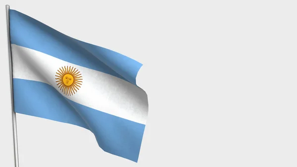 Αργεντινή 3d κυματίζει σημαία εικονογράφηση σε κοντάρι. — Φωτογραφία Αρχείου