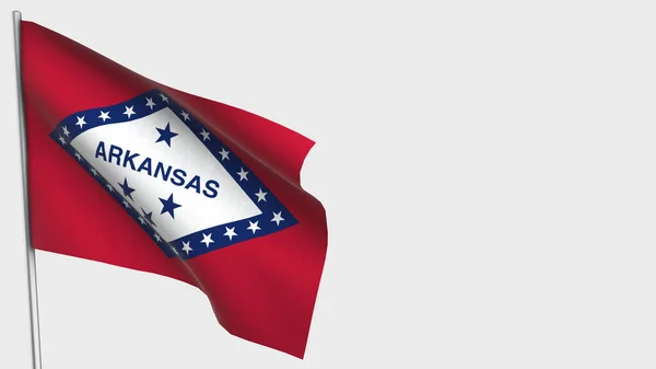 Arkansas 3D Fahnenschwenken Illustration auf Fahnenmast. — Stockfoto
